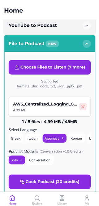 Podwist Explore screen